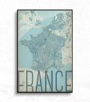 mapa francji w stylu vintage oprawiona w czarną ramę 61x91,5 cm
