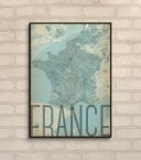 mapa francji na ścianę oprawiona w ramę 50x70 cm