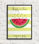 Happy melon sad melon - plakat w czarnej ramie o wymiarach 50x70 cm