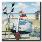 Kuter rybacki na plaży - obraz na płótnie autorstwa Jane Hewlett