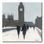 Obrazek na płótnie 40x40 przedstawia Big Bena oraz spacerującą parę