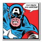 Obraz na płótnie przedstawia wściekłego Kapitana Amerykę i napis For Truth and Justice