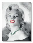 Czarno-biały obraz na płótnie przedstawiający Marilyn Monroe z czerwonymi ustami