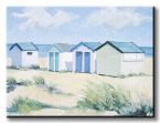 canvas z drewnianymi domkami na piaszczystej plaży