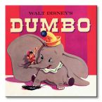 Obrazek o rozmiarze 40x40 przedstawia słonika Dumbo na różowym tle