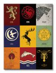 Obraz 60x80 przedstawia herby loga oraz nazwy rodów w Game of Thrones