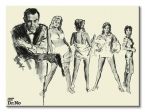 Obrazek 40x30 przedstawia Jamesa Bonda i jego dziewczyny na jasnym tle