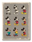 Obraz 60x80 przedstawia kompozycję 9 postaci Myszki Miki w stylu retro