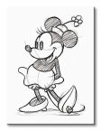 Czarno-biała dekoracją ścienna przedstawia szkic Myszki Minnie