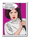 Obraz graficzny 60x80 przedstawia księżniczkę Leię z Gwiezdnych Wojen na różowym tle