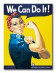 Obraz 60x80 przedstawia napis We Can Do It oraz kobietę pokazującą biceps