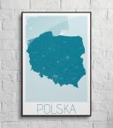 mapa polski na ścianę oprawiona w czarną ramę 61x91,5 cm
