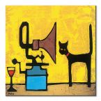 Obraz na płótnie przedstawiający gramofon i kota