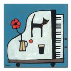 Obraz na płótnie przedstawiający kota stojącego na pianinie