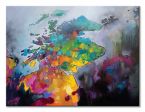 Obraz na płótnie przedstawiający kolorową, abstrakcyjną mapę Szkocji