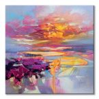 Canvas przedstawiający piękny i kolorowy zachód nad zatoką
