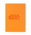 Tył pomarańczowego notesu z logo Star Wars