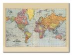 Kolorowa Mapa Świata 1920 - obraz na płótnie