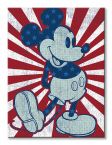 Canvas z granatową Myszką Miki na biało-czerwonym tle w paski