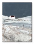 Canvas z domkiem wiejskim pokrytym śniegiem