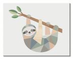 Canvas z geometrycznym leniwcem wiszącym na drzewie