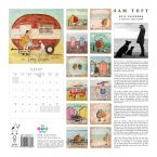 Tył kalendarza Sam Toft na 2019 rok z 13 jej oryginalnymi grafikami