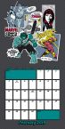 Karta kalendarza Marvel na 2019 z Iron Manem, Hulkiem, Kapitanem Ameryka