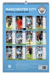 Tylna strona kalendarza Manchester City przedstawiająca wszystkie 12 stron terminarza