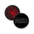 Dwie przypinki z trójgłowym smokiem i z logo Game Of Thrones