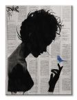Kobieta z niebieskim ptakiem na palcu autorstwa Loui Jover