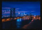 Plakat z nocnym mostem Brooklyn Bridge