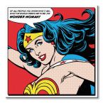 Canvas z wizerunkiem Wonder Woman z cytatem na tle komiksu