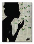 Canvas Loui Jovera z kobietą wśród zielonych motyli