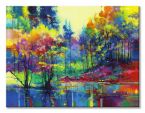 Kolorowy canvas z drzewami