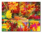 Kolorowy Canvas z jeziorem wśród drzew