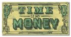 Napis Time Is Money na canvasie z pieniądzem
