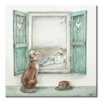 Canvas Old Hat z psem patrzącym przez okno