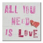 Typograficzny obraz na płótnie z napisem All you need is love