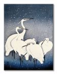 Czaple na obrazie Egrets on a Snowy Night
