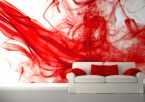 czerwony dym na białym tle w nowoczesnym salonie