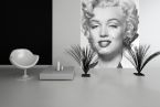 Wizualizacja nowoczesnego wnętrza z fototapetą z Marilyn Monroe na ścianie