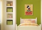 60x80 Obraz na płótnie przedstawia Myszkę Miki oraz czerwony napis Mickey Mouse na żołtym tle