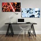Pokój z obrazami na ścianie z postaciami z filmu Star Wars