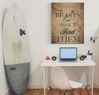 Obraz na płótnie wiszący w pokoju nad biurkiem przedstawiający logo z filmu Fantastyczne zwierzęta i jak je znaleźć