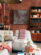 Obraz na płótnie Copper & Coal wiszący w salonie na ścianie z czerwonej cegły