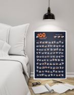 Plakat zdrapka #100 Bucketlist Kamasutra stojący obok łóżka