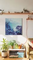 Obraz na płótnie Amalfi Coast, Italy wiszący w salonie pod drewnianą półką