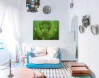 Obraz na płótnie Kuranda Koala Gardens Snake wiszący w salonie na białej ścianie nad niebieską kanapą