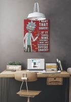 Canvas z Rickiem Sanchezem z serialu Rick and Morty powieszony na szarej ścianie w biurze
