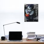 Obraz na płótnie z bohaterem anime Death Note powieszony w biurze nad biurkiem